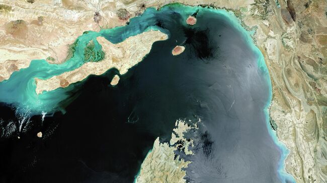 Вид на Ормузский пролив из космоса