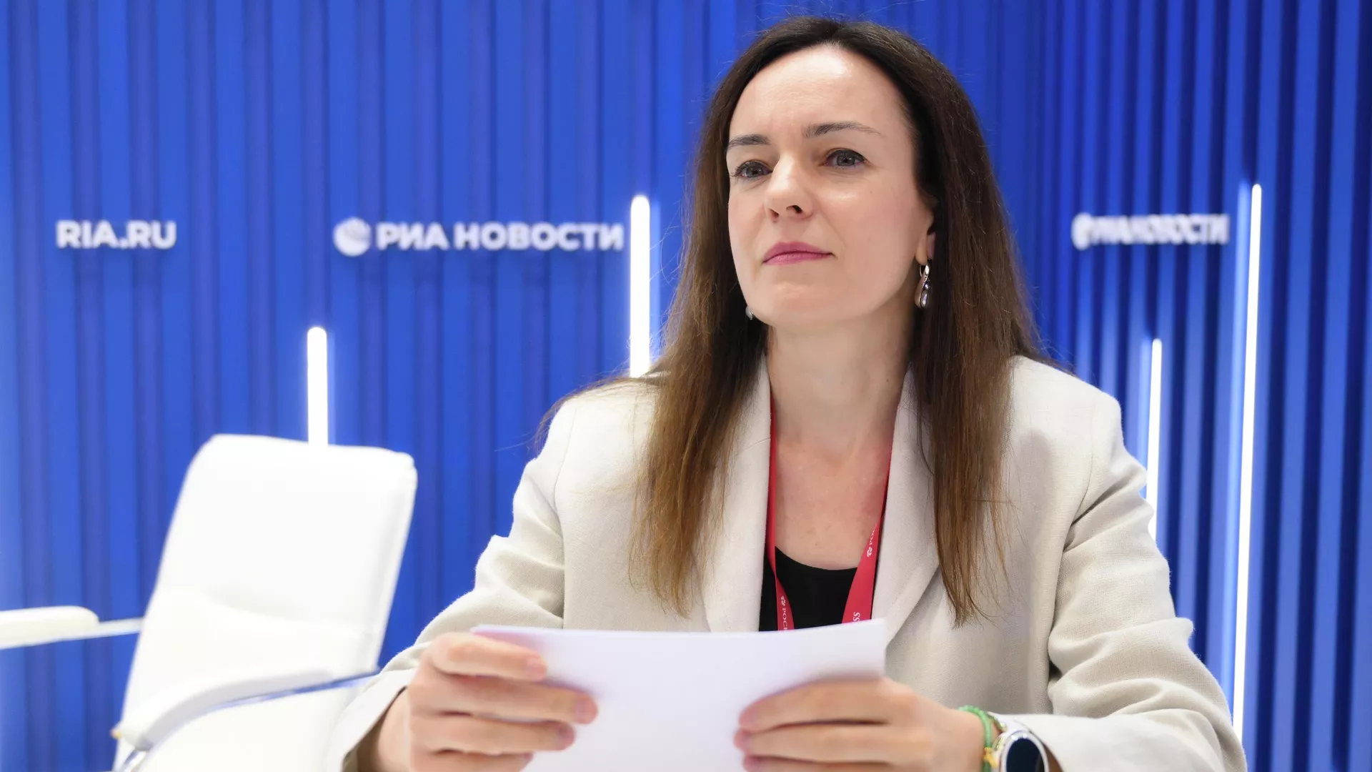 Мария Багреева на стенде РИА Новости на ПМЭФ-2025 - РИА Новости, 1920, 23.06.2025