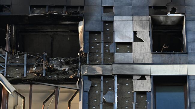 Последствия падения БПЛА в жилой дом в подмосковном Красногорске