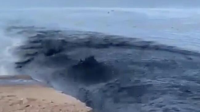 Тёмная жидкость неизвестного происхождения сливается в озеро Ханка на границе с КНР в Приморском крае