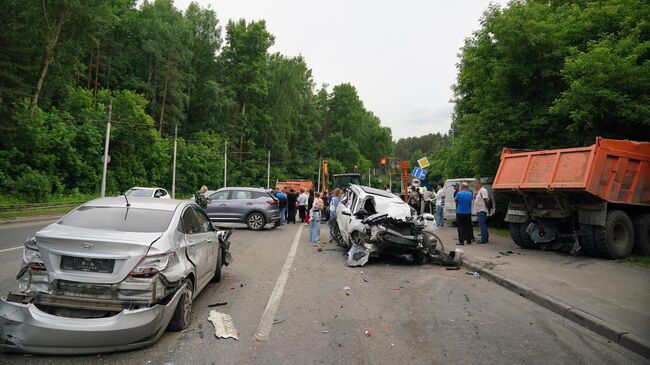 ДТП с участием 27 машин в Кемерово