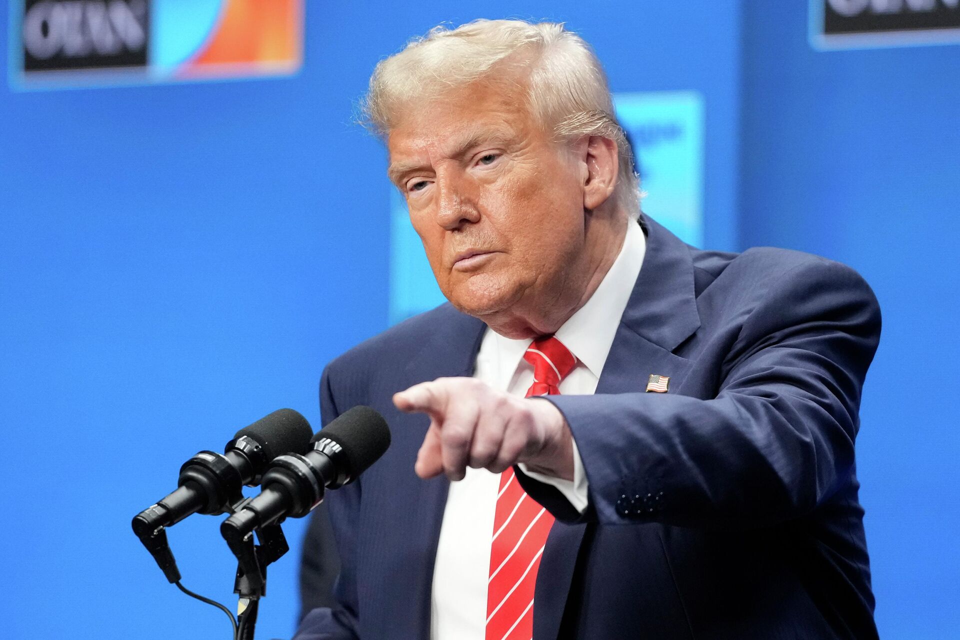 Президент США Дональд Трамп во время пресс-конференции по итогам саммита НАТО в Гааге - РИА Новости, 1920, 25.06.2025