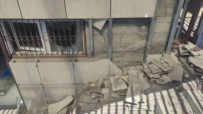 Место взрыва у частного образовательного учреждения в Назрани