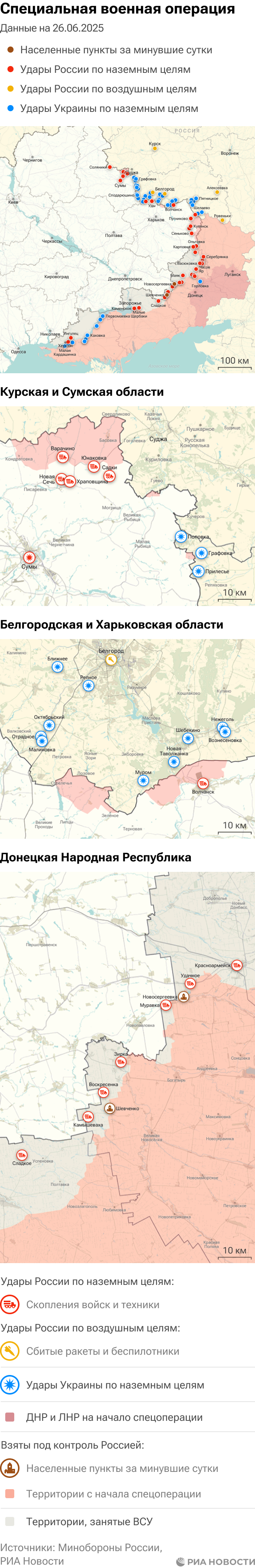 Карта спецоперации Вооруженных сил России на Украине на 26.06.2025 Карта спецоперации Вооруженных сил России на Украине на 26.06.2025