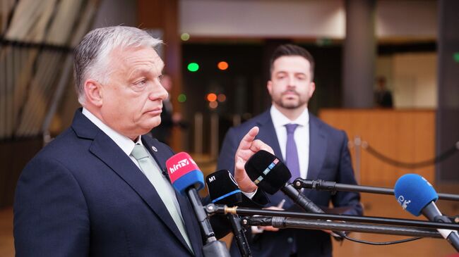 Премьер-министр Венгрии Виктор Орбан на саммите ЕС в Брюсселе. 26 июня 2025