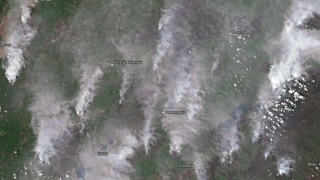 Кадры лесных пожаров в Забайкалье и Бурятии со спутников Роскосмоса