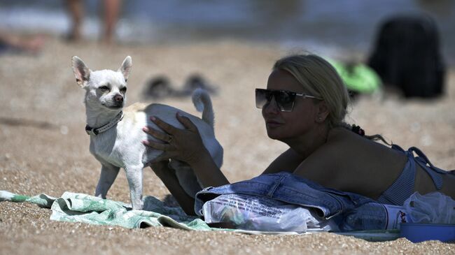 Горожане отдыхают на пляже