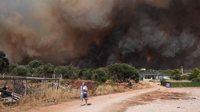 Лесной пожар в районе Чешме на Эгейском море