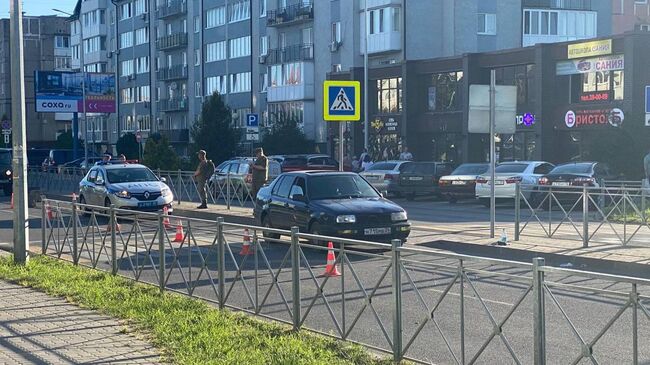 Место происшествия, где трое женщин были сбиты на пешеходном переходе в городе Светлый под Калининградом