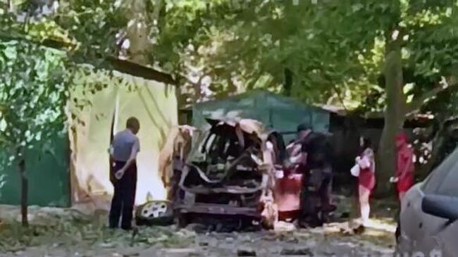 На месте взрыва автомобиля в Одессе. Кадр видео из соцсетей