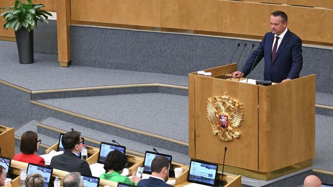 Исполняющий обязанности министра транспорта России Андрей Никитин на пленарном заседании Государственной думы России