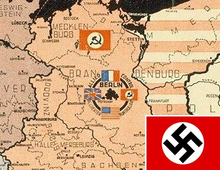 Карта послевоенного раздела Германии, опубликованная посольством Германии в Москве, и нацистского флага для сравнения.
Данная информация опубликована исключительно в информационных целях и имеет своей целью осуждение нацизма в любых его формах и проявлениях. Карта послевоенного раздела Германии, опубликованная посольством Германии в Москве, и нацистского флага для сравнения.
Данная информация опубликована исключительно в информационных целях и имеет своей целью осуждение нацизма в любых его формах и проявлениях. - РИА Новости, 1920, 08.07.2025
