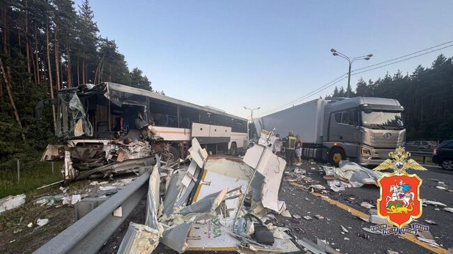 ДТП с автобусом и фурой в Домодедово