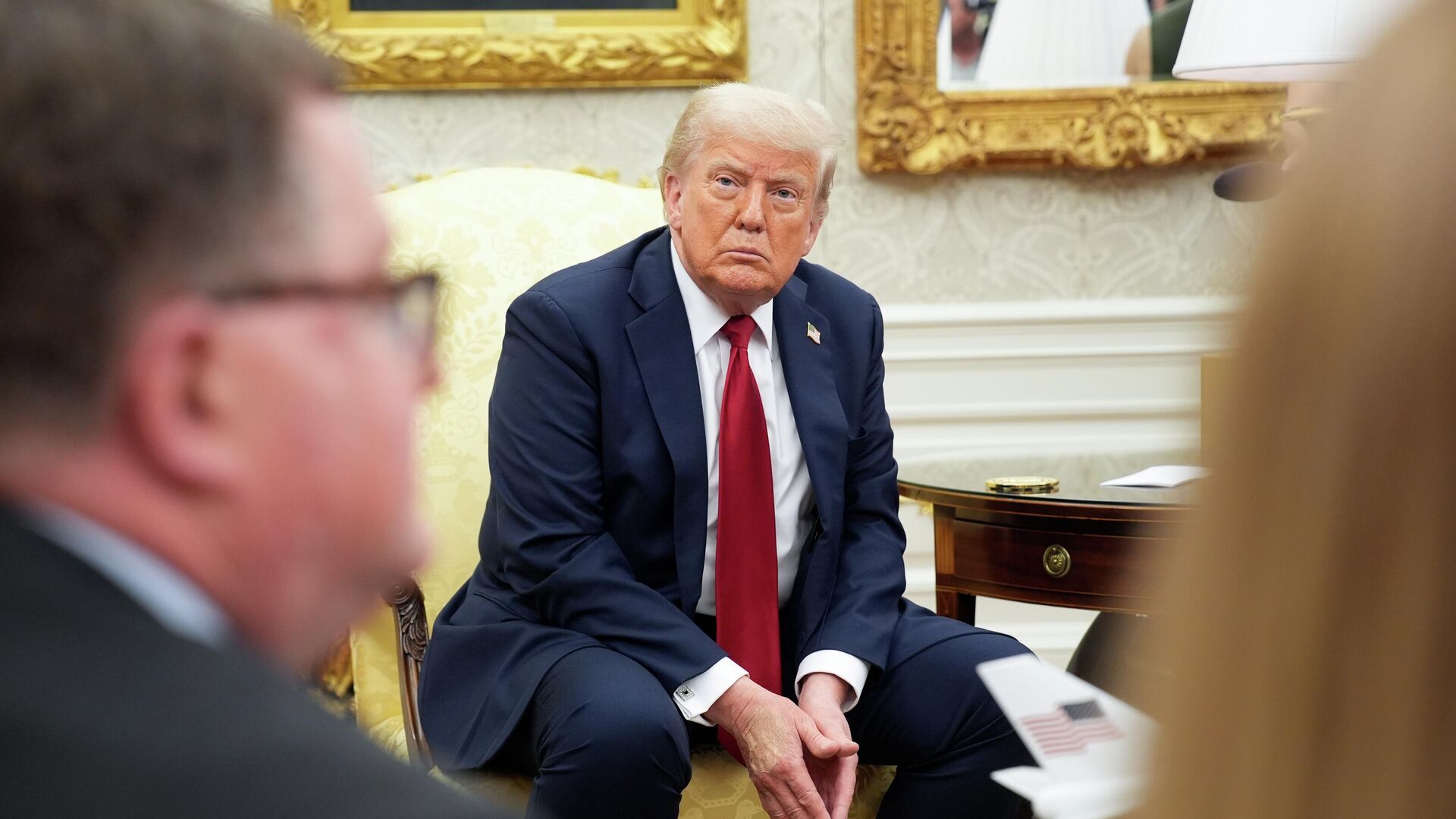 Президент США Дональд Трамп во время встречи в Вашингтоне с генеральным секретарем НАТО Марком Рютте - РИА Новости, 1920, 17.07.2025