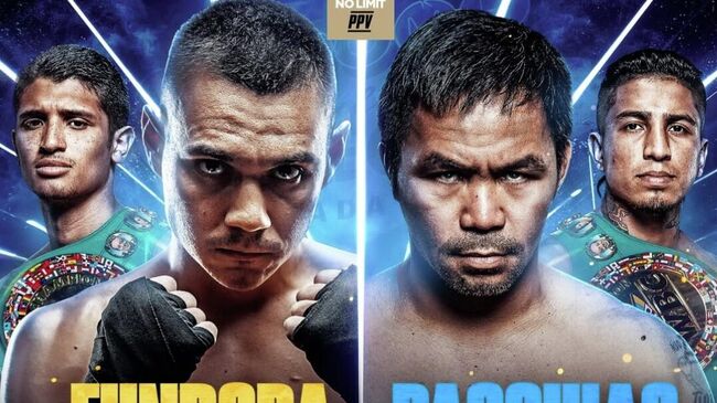 Афиша турнира с Тимофеем Цзю и Мэнни Пакьяо