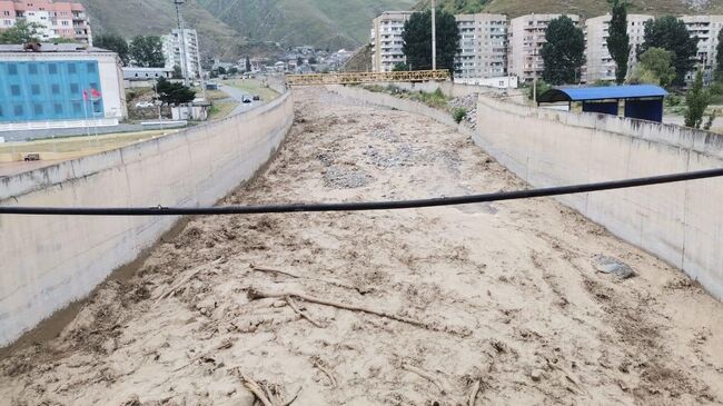 Сход селевых масс по Герхожан-суу в Эльбрусском районе в КБР