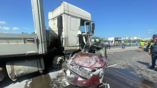 Место ДТП на переростке автодороги Южный обход и улицы Аллея Смелых в Калининграде. 22 июля 2025