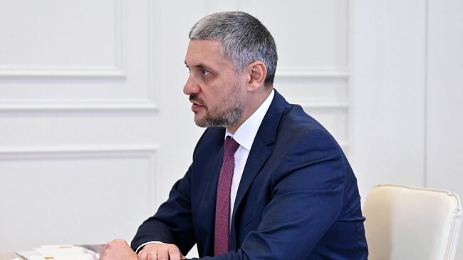 Губернатор Забайкальского края Александр Осипов во время встречи с председателем правительства РФ Михаилом Мишустиным в Чите
