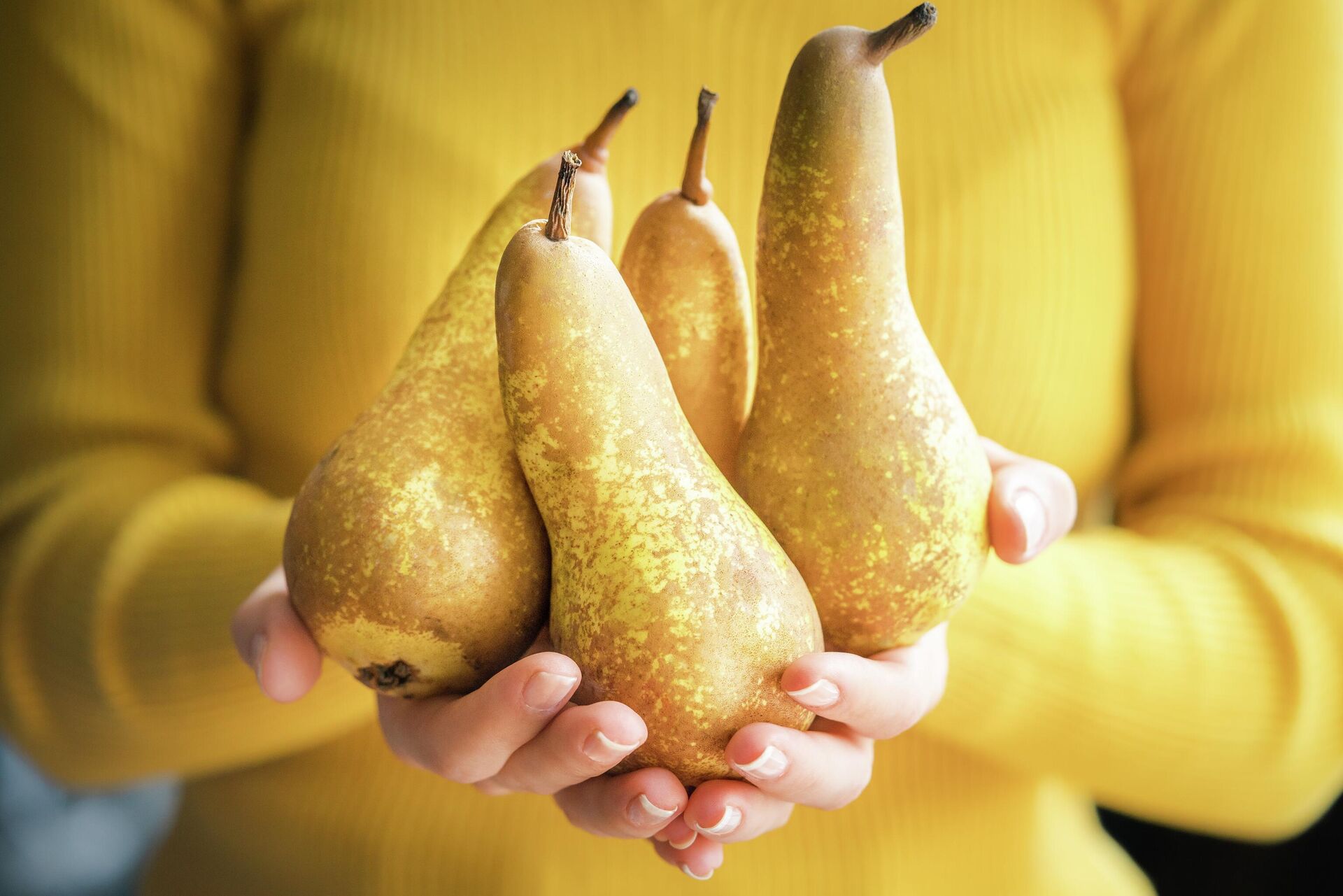 Девушка держит груши - РИА Новости, 1920, 27.12.2024