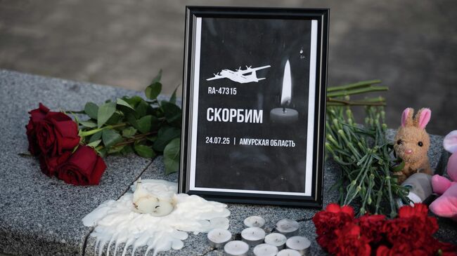 Стихийный мемориал в память о жертвах крушения самолета Ан-24 в Хабаровске