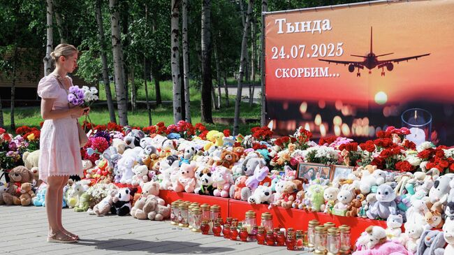 Стихийный мемориал в память о жертвах крушения самолета Ан-24 в Тынде