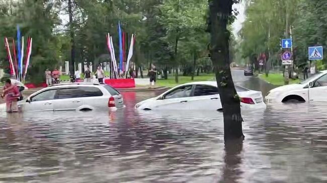 Последствия ливня в Обнинске в Калужской области