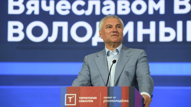 Председатель Государственной Думы РФ Вячеслав Володин выступает на Всероссийском молодежном образовательном форуме Территория смыслов