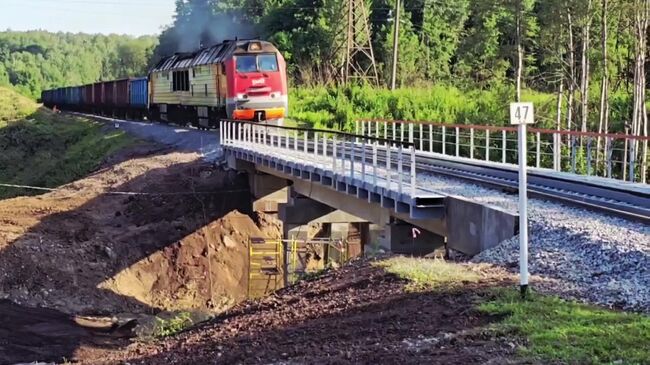 Путепровод, восстановленный в Курской области