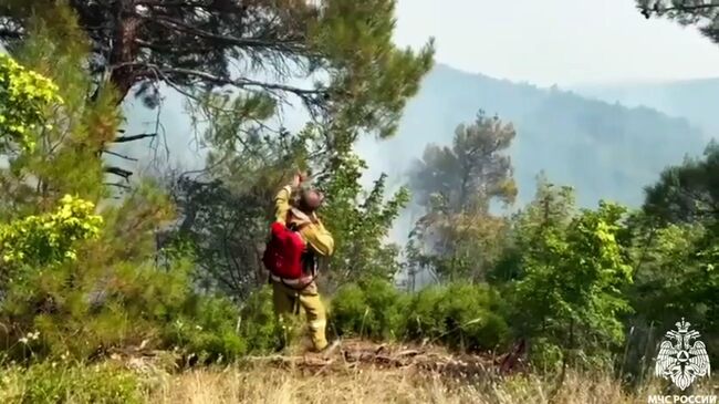 Тушение природного пожара в Геленджикском лесничестве 