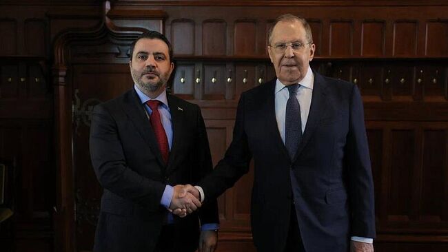 Министр иностранных дел России Сергей Лавров и глава МИД Сирии Асаад аш-Шибани во время встречи. 31 июля 2025