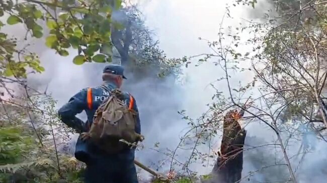 Возгорание сухой травы и лесной подстилки в Унцукульском районе Дагестана