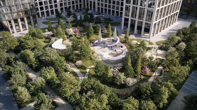 Ландшафтное пространство в московском жилом комплексе Монблан