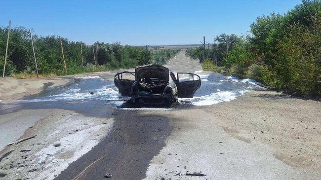 Последствия атаки ВСУ на гражданский автомобиль в Запорожской области