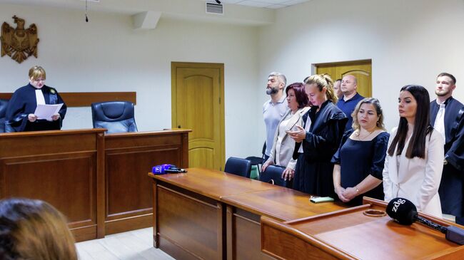 Глава Гагаузской автономии в составе Молдавии Евгения Гуцул во время оглашения приговора по ее делу в районном суде Кишинева. 5 августа 2025