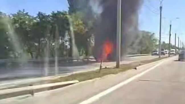 В Симферополе загорелся рейсовый пассажирский автобус