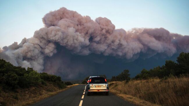 Лесной пожар в средиземноморском регионе Франции