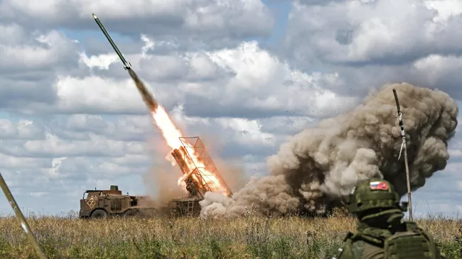 Боевая работа расчета установки РСЗО Ураган