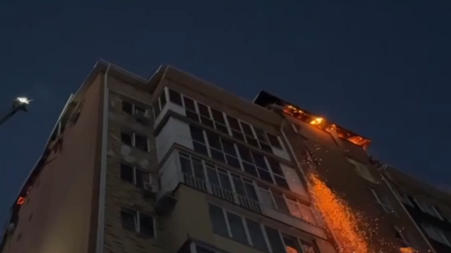 Пожар в многоквартирном доме в городе Майкопе в республике Адыгея
