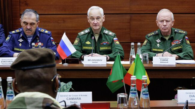 Министр обороны РФ Андрей Белоусов на встрече с главами оборонных ведомств стран-участниц Конфедерации государств Сахеля