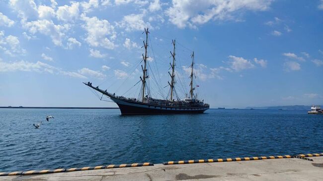 Учебно-парусное судно Паллада прибыло в порт северокорейского города Чондин