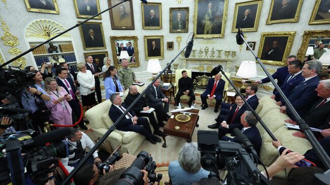 Президент США Дональд Трамп и Владимир Зеленский во время встречи в Овальном кабинете Белого дома