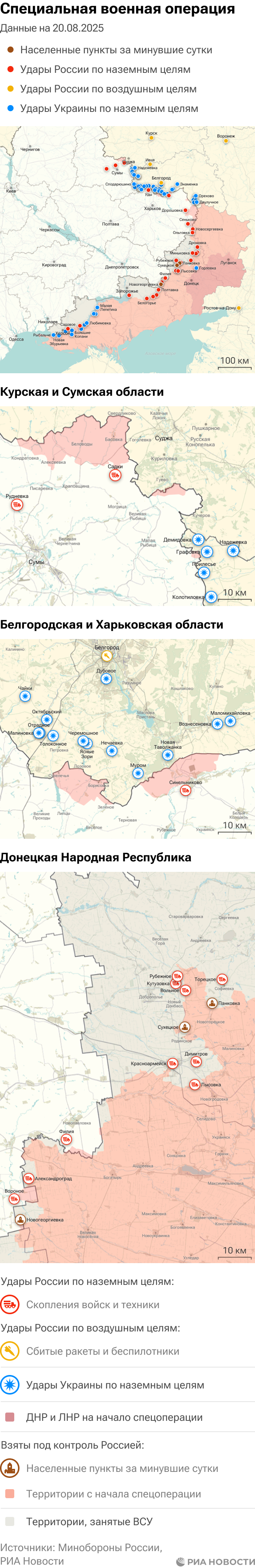 Карта спецоперации Вооруженных сил России на Украине на 20.08.2025 Карта спецоперации Вооруженных сил России на Украине на 20.08.2025
