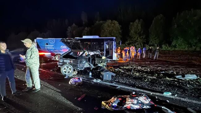  Место ДТП с участием трех автомобилей в Пестречинском районе Татарстана. 21 августа 2025