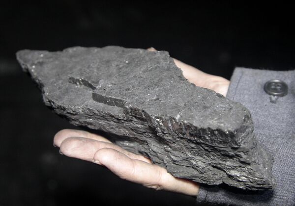 Кусок угля в руке журналистки в забое шахты имени Л.И. Лутугина ГП Торезантрацит в Донецкой области. Кусок угля в руке журналистки в забое шахты имени Л.И. Лутугина ГП Торезантрацит в Донецкой области.