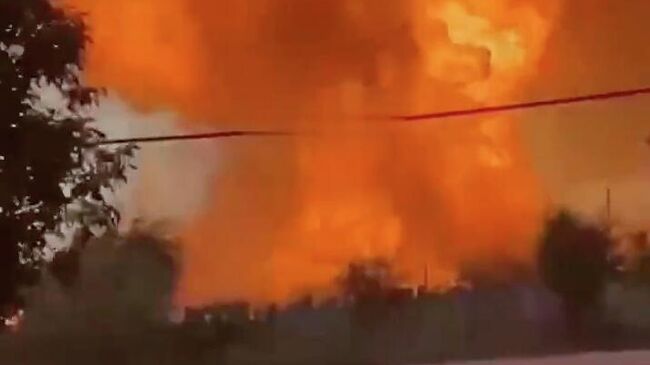 Пожар на АЗС возле села Сулевкент в Хасавюртовском районе Дагестана