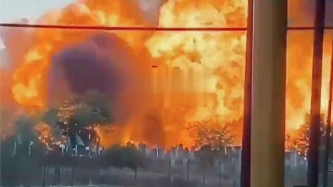 Пожар на АЗС возле села Сулевкент в Хасавюртовском районе Дагестана