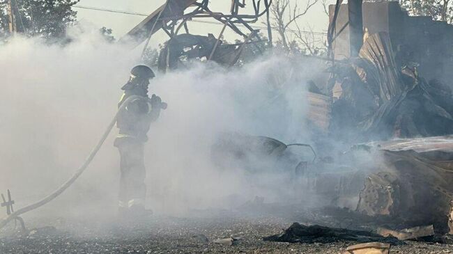 Ликвидация возгорания на АЗС возле села Сулевкент в Хасавюртовском районе Дагестана