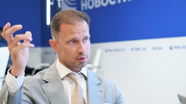 Генеральный директор АО Глонасс Алексей Райкевич на стенде РИА Новости, ВЭФ-2025