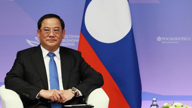 Премьер-министр Лаоса Сонесай Сипхандон во время встречи с президентом РФ Владимиром Путиным на полях Восточного экономического форума во Владивостоке. 4 сентября 2025