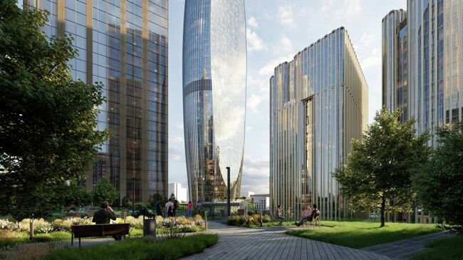 Проект небоскреба Bell поблизости от Белорусского вокзала в Москве в форме стеклянного кубка